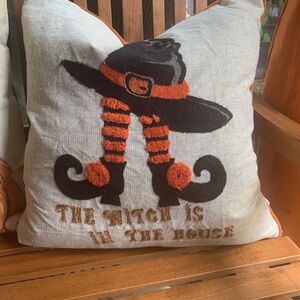 Homey Cozy Embroidered linen/velvet pillow chopping goose down feel.